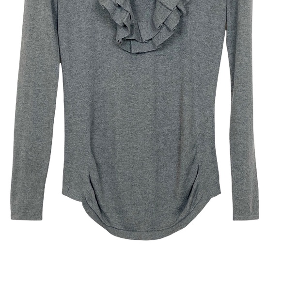 T Tahari Petite Charcoal Grey Ruffled Trim Cowl Neck Sweater Size XS Petite - Picture 7 of 8